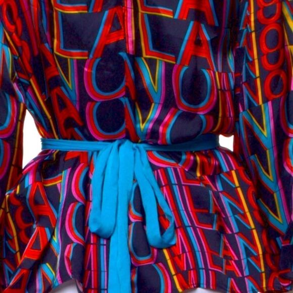 MSGM Winter 2018.19 “Milano” Printed High-Neck Silk Blouse - Picture 16 of 16